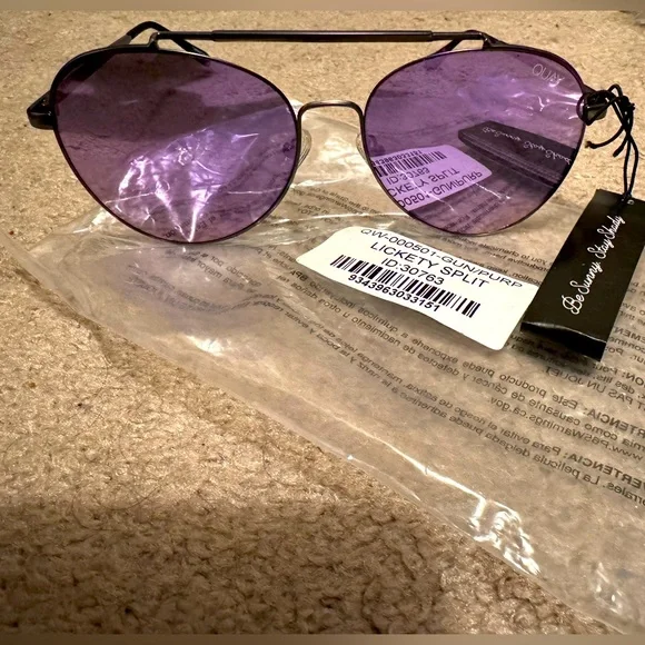 Quay Australia Lickety Split Sunglasses-Gun/Purple QUAY AUSTRALIA LICKETY SPLIT 55 mm AVIATOR SUNGLASSES ~ NWT  main image 3